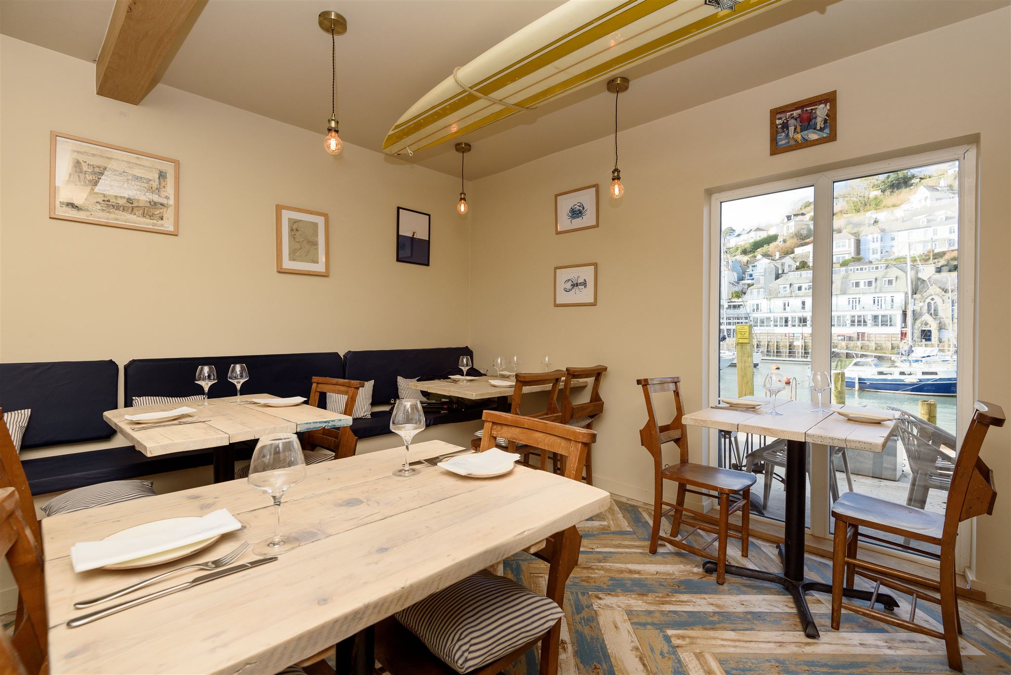 The Fish Market dining room overlooking the harbour